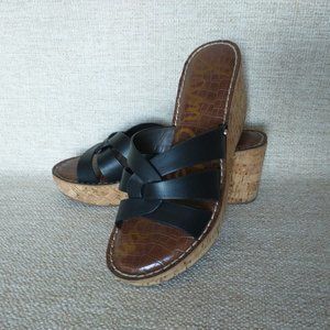 Sam Edelman Raynere Sandals Black Leather Wedge